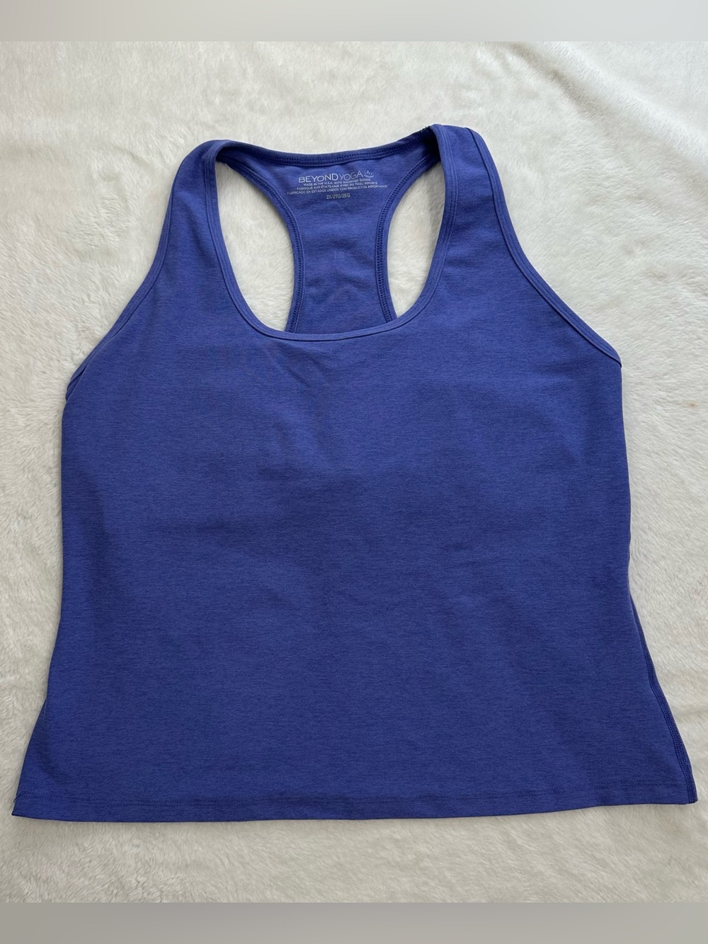 Beyond Yoga Spacedye Step Up Racerback Tank Built-In Bra Purple Blue Heather 2X